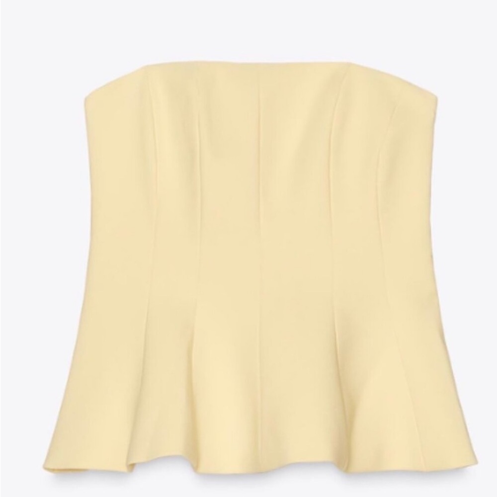 Zara Women’s Strapless Top in Butter Yellow